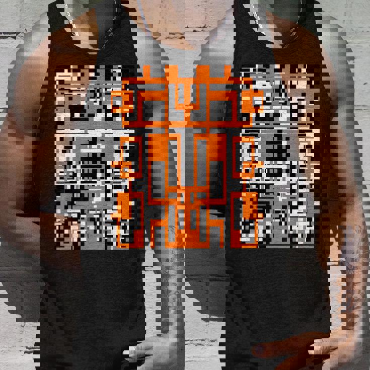 幾何学的図形 パターン オレンジ 白 黒 背景 タンクトップ 彼への贈り物