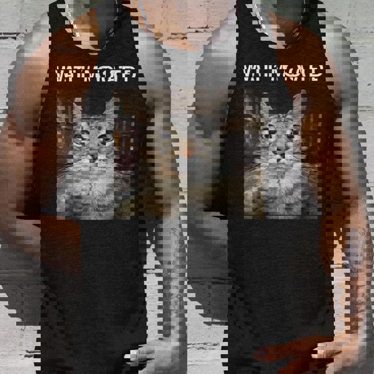 待ってよヤギの愚かな猫のミーム タンクトップ 彼への贈り物