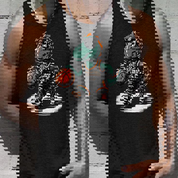恐竜 バスケットボール T-Rex スポーツプレーヤー コーチ 面白い 男の子向け タンクトップ 彼への贈り物