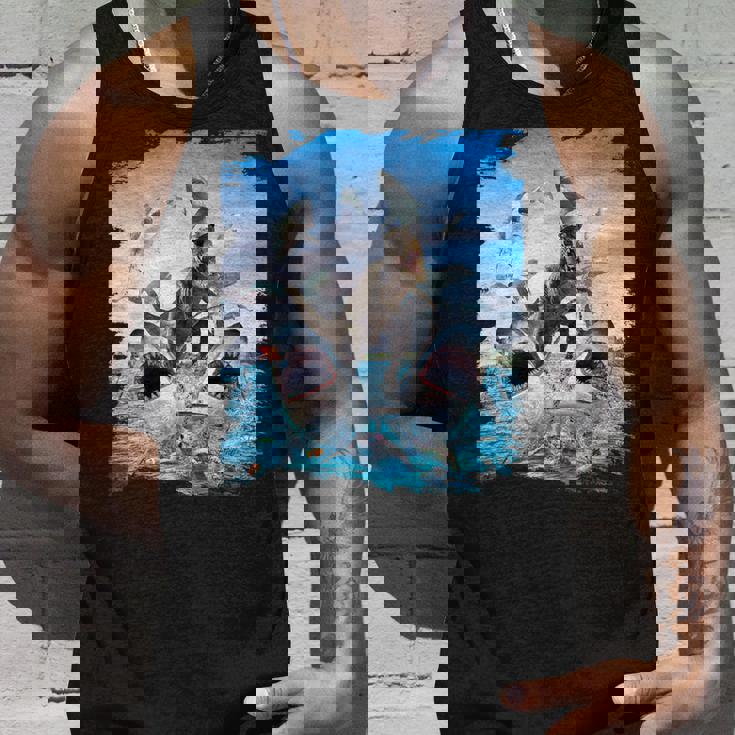 恐竜乗馬サメ ビーチオーシャンサメ サングラス 面白い タンクトップ 彼への贈り物