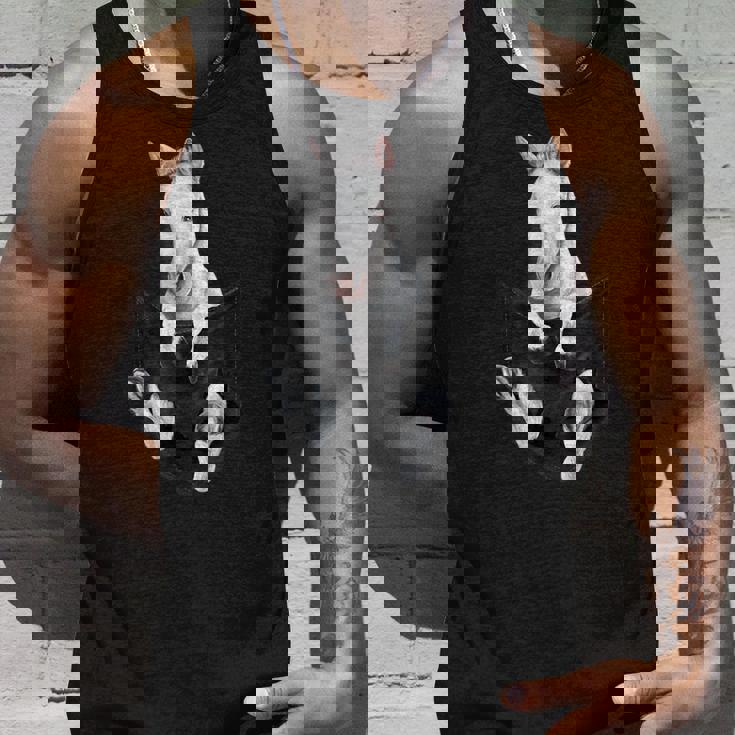 愛らしい白い馬のポケット タンクトップ 彼への贈り物