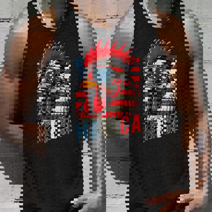 愛国心が強いチキンメリカ アメリカ国旗 鶏好き 7月4日 タンクトップ 彼への贈り物