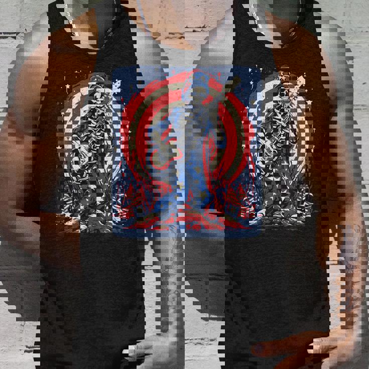 愛国的なスケルトン ロックンロールミュージック アメリカンスタイル タンクトップ 彼への贈り物