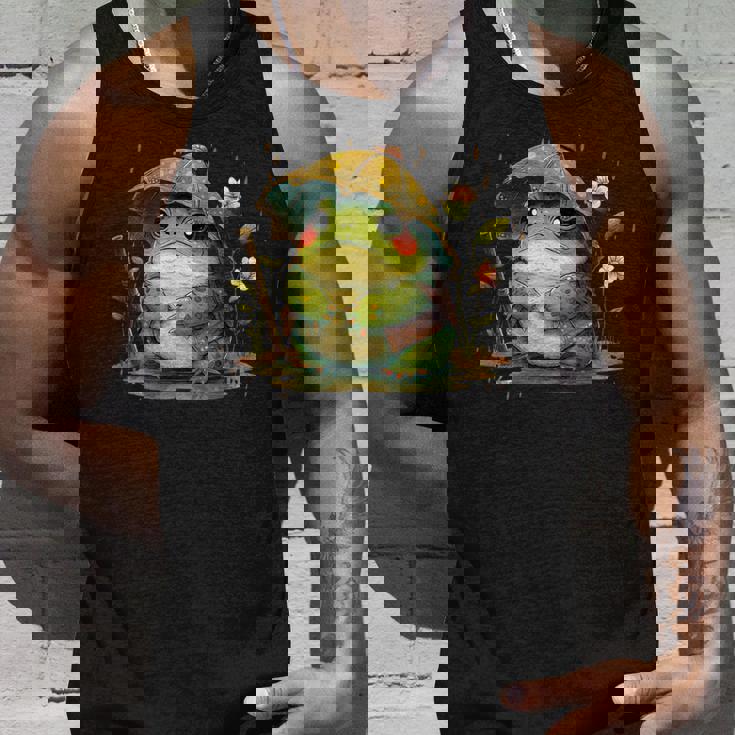 日本のかわいいコテージコアフロッグ 不機嫌な日本のカエル タンクトップ 彼への贈り物