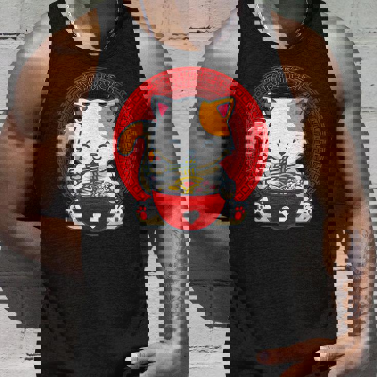 日本のカワイイ アニメ 猫 麺丼 猫 ラーメンを食べる タンクトップ 彼への贈り物