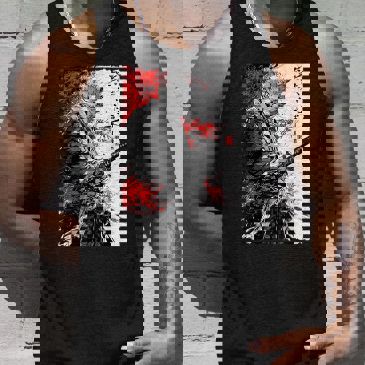 日本のクモユリ 侍 猫 グランジ 浮世絵 アニメアート タンクトップ 彼への贈り物