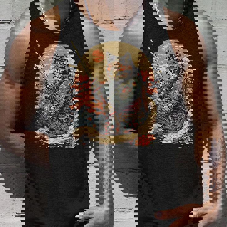 日本のサムライキャットプリント タンクトップ 彼への贈り物