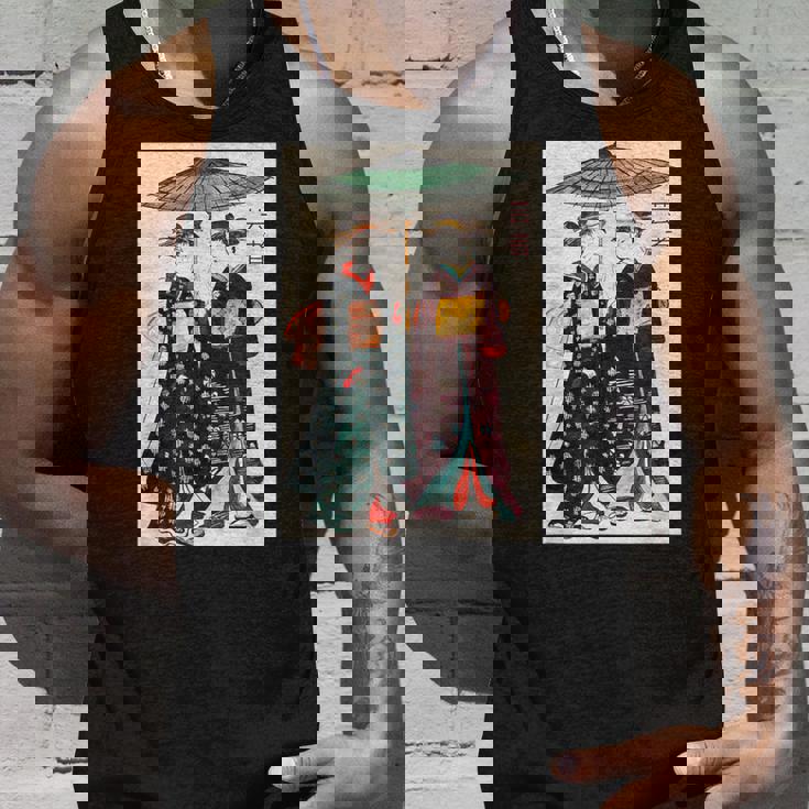 日本の伝統芸者 絵画 アート 水彩 お土産 タンクトップ 彼への贈り物