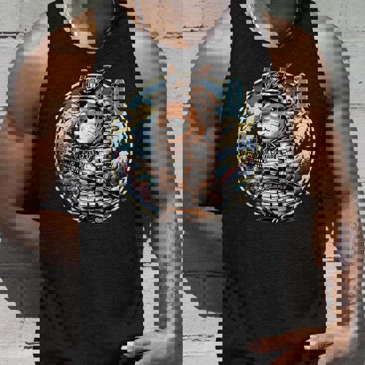 日本の侍カピバラのタトゥー、かわいい忍者カピバラ タンクトップ 彼への贈り物