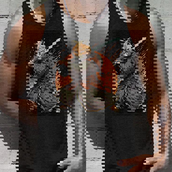 日本アート 猫 忍者 浮世絵 アニメ風 サムライキャット タンクトップ 彼への贈り物