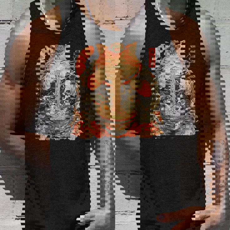 日本美術 ラーメン 猫 忍者 浮世絵 アニメ風 侍猫 タンクトップ 彼への贈り物