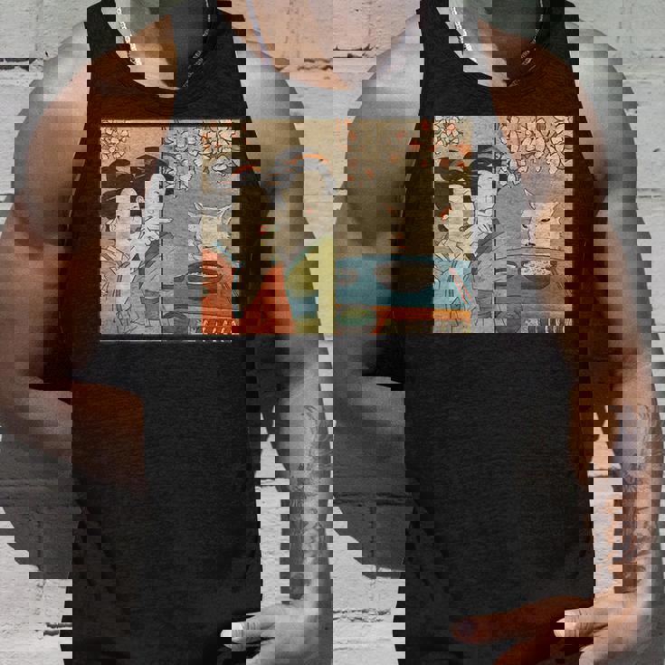 日本美術 桜猫と寿司 タンクトップ 彼への贈り物