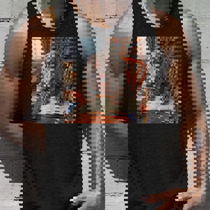 書斎でワイマラナー犬を書く詩 3 タンクトップ 彼への贈り物