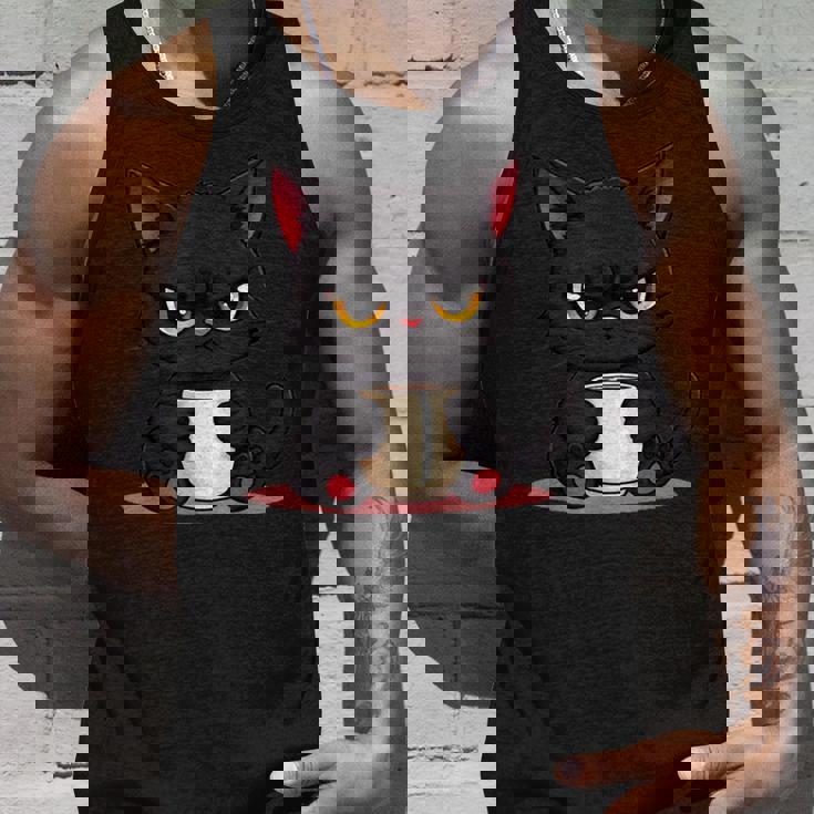 朝が嫌いなコーヒーと可愛い黒猫 タンクトップ 彼への贈り物