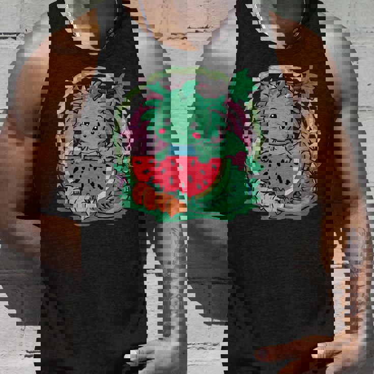 桃とスイカの漫画かわいいドラゴン タンクトップ 彼への贈り物