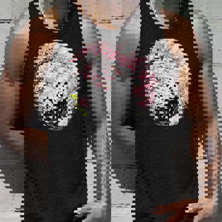 桜 パンダ お花見 親子 春 水墨画 和風 動物 タンクトップ 彼への贈り物