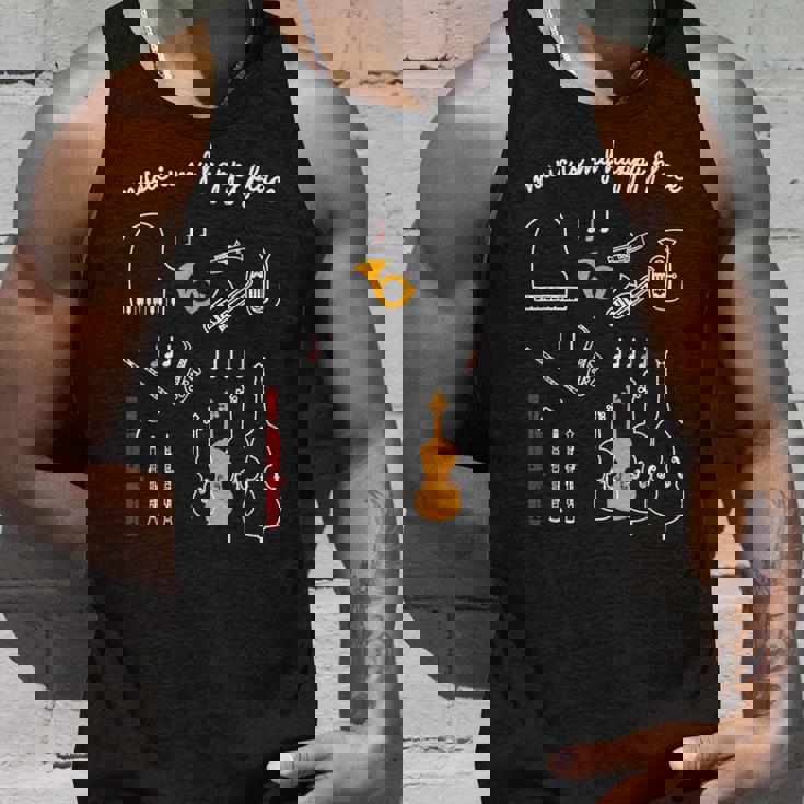 楽器 音楽 ピアノ 管楽器 木管楽器 弦楽器 音符 Music Is My Happy Place タンクトップ 彼への贈り物