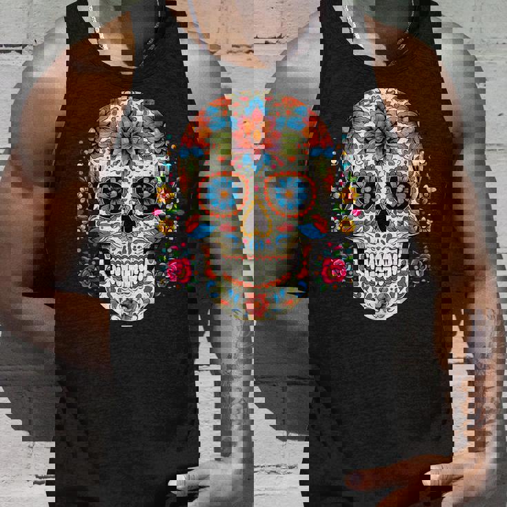 死者の日 シュガースカル 花柄 メキシコの日 カラベラデー タンクトップ 彼への贈り物