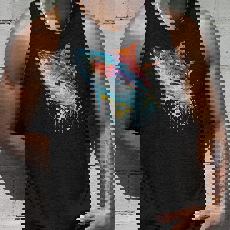 水彩 マグロ 魚 カラフル 海釣り 釣り タンクトップ 彼への贈り物