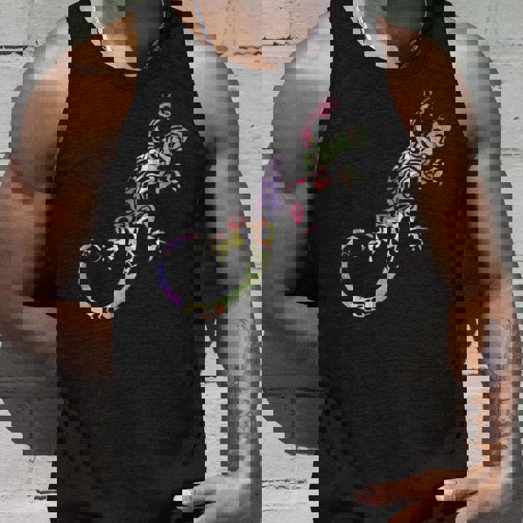 水彩絵の具トカゲ動物爬虫類恋人ヤモリ タンクトップ 彼への贈り物