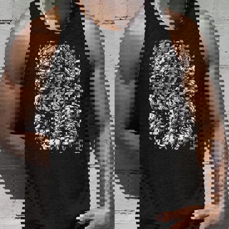 沖縄ジャパン シーサーガーディアンライオンズ 沖縄漢字はんこ スタンプ タンクトップ 彼への贈り物