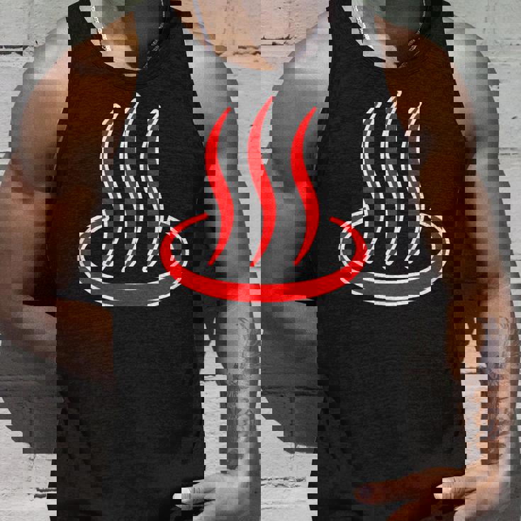 温泉マーク・赤 レッド（アイラブ 温泉／お風呂 大好き）銭湯 記号 お土産 旅行 メッセージ・面白 タンクトップ 彼への贈り物