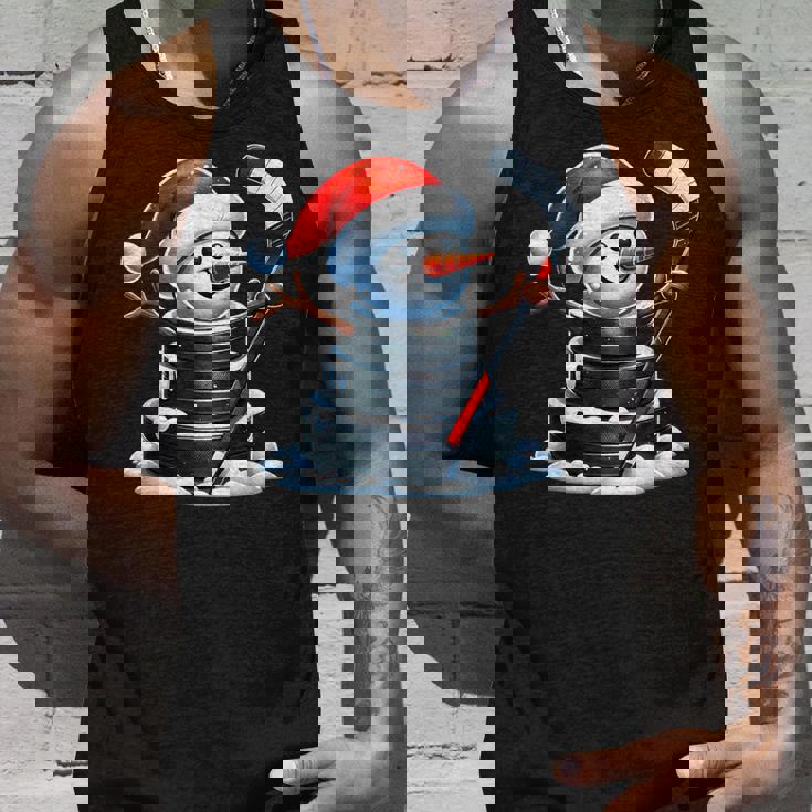 漫画 アイスホッケーパック 雪だるま サンタ帽子付き クリスマス タンクトップ 彼への贈り物