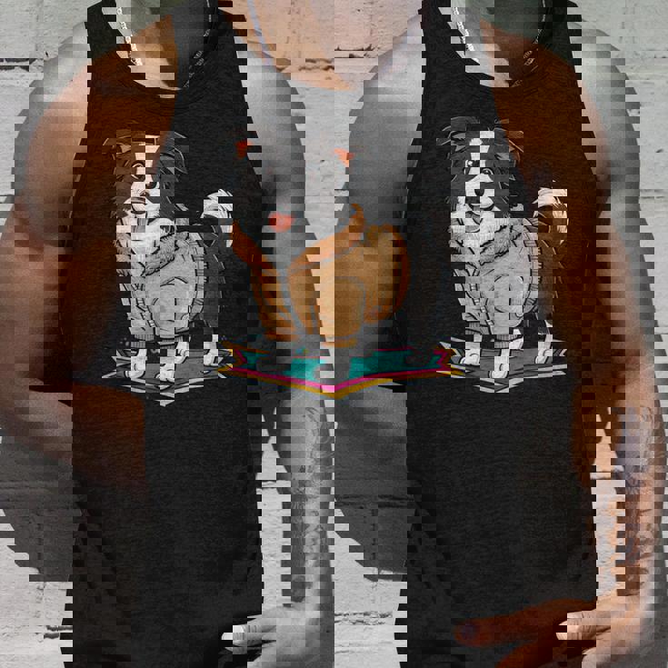 漫画の外観のかわいいボーダーコリー タンクトップ 彼への贈り物