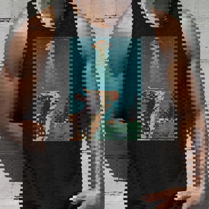 牛とufo ヴィンテージ 面白い アート レトロ グラフィック タンクトップ 彼への贈り物