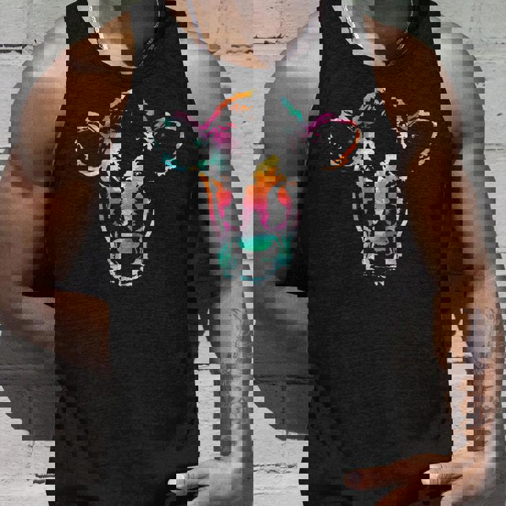 牛のアートヘッドギフト水彩画 タンクトップ 彼への贈り物