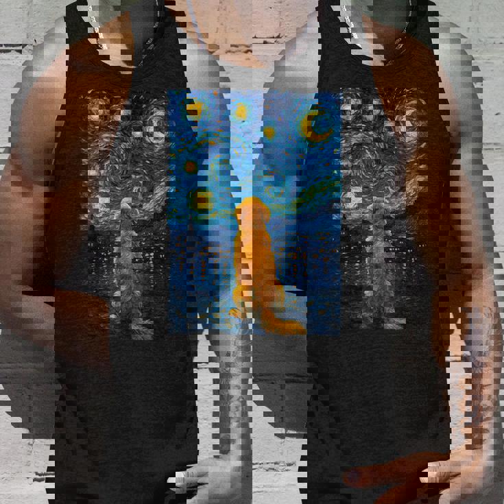 犬 天体観測 ゴッホ 夜空 ゴールデンレトリバー ラブラドール タンクトップ 彼への贈り物