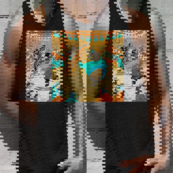 猫 ネコ 相撲 面白いtシャツ 文字入り メンズ おもしろ 面白い 服 おもしろグッズ ネタ 力士 浮世絵 タンクトップ 彼への贈り物