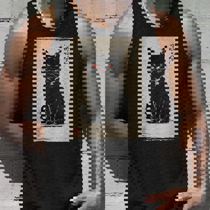 猫 鬼 ハロウィン 日本 ミニマリスト 墨絵 浮世絵風 タンクトップ 彼への贈り物