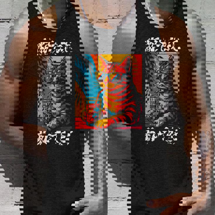 猫のために働いています レトロビーチスタイル猫 面白い タンクトップ 彼への贈り物