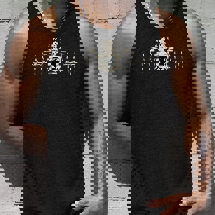 猫ドラム グラフィック 面白い ドラマー 猫 演奏 ドラム タンクトップ 彼への贈り物