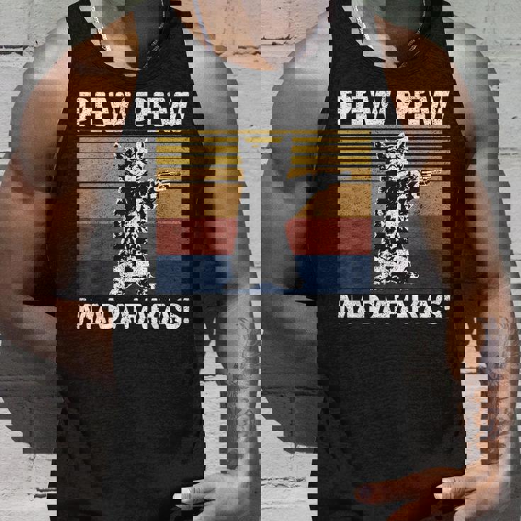 猫ビンテージpewpewpewマダファカス猫クレイジーピュー タンクトップ 彼への贈り物