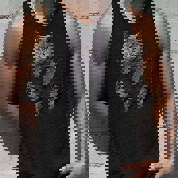 猫好き ブリティッシュショートヘア ポケット入り 面白い子猫 タンクトップ 彼への贈り物