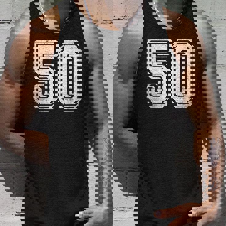 番号 50 ホワイト スポーツ ディストレスト番号 タンクトップ 彼への贈り物