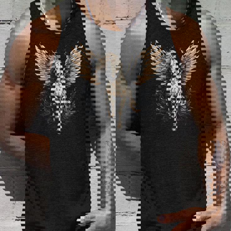 白いペガサス 大きな白い翼 面白いグラフィックtシャツ タンクトップ 彼への贈り物