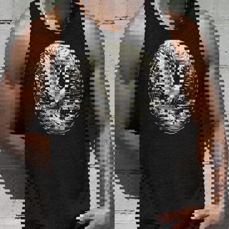 白鷺シーンのグラフィック アート デザイン タンクトップ 彼への贈り物