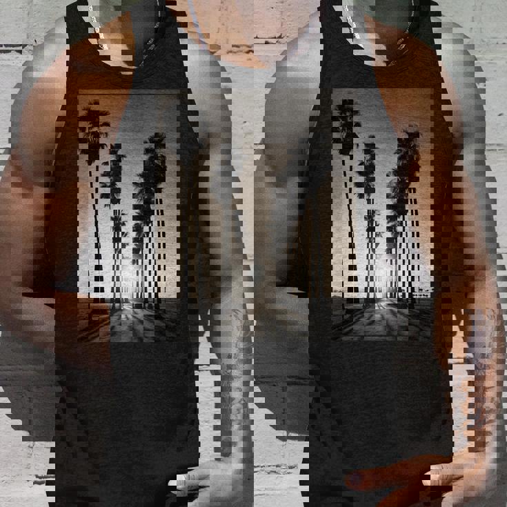 白黒写真 ヤシの木の夕日 ビンテージ写真 タンクトップ 彼への贈り物