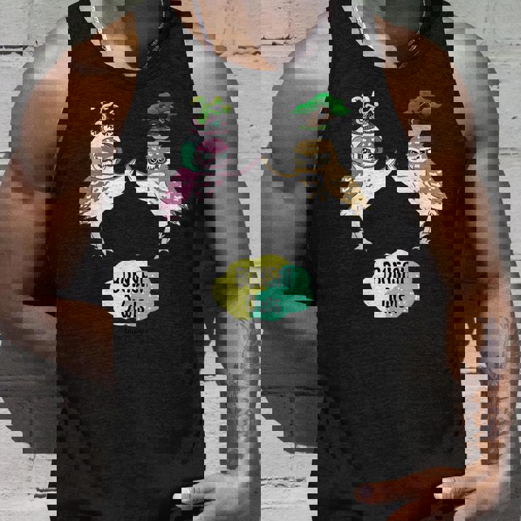 盆栽フクロウと宇宙盆栽フクロウ タンクトップ 彼への贈り物