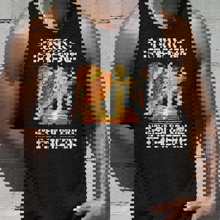 私がここまでたどり着いた唯一の理由はイエス様です タンクトップ 彼への贈り物