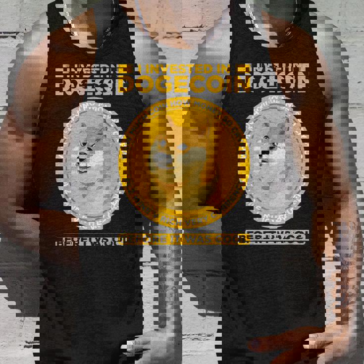 私は面白い暗号通貨のユーモアの前にドージコインに投資しました タンクトップ 彼への贈り物