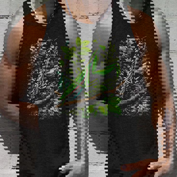 節足動物崇拝者 謎めいたカマキリ 水彩インク タンクトップ 彼への贈り物