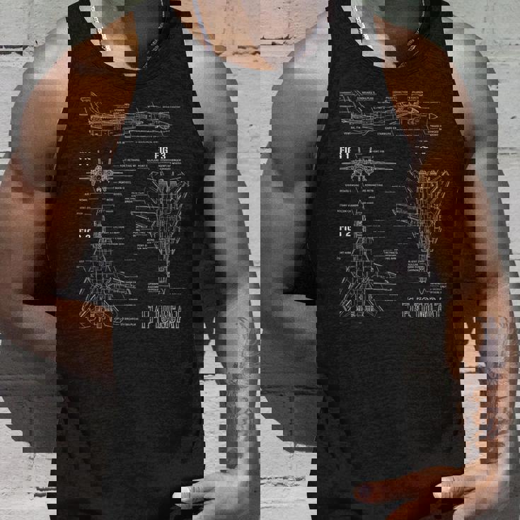 米ジェット戦闘機f14トムキャットの設計図 タンクトップ 彼への贈り物