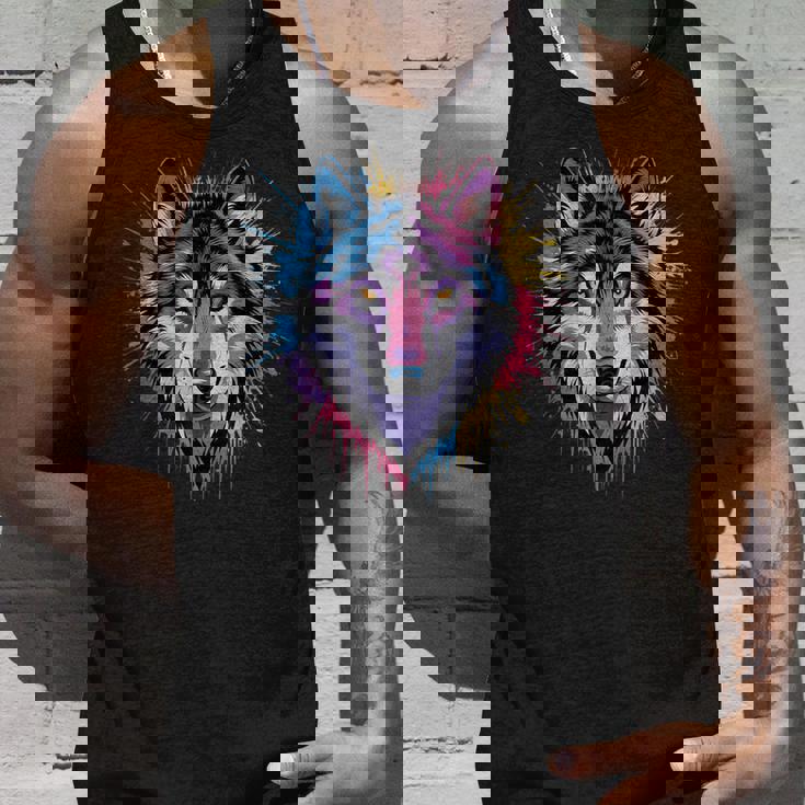 素晴らしいオオカミの頭の色彩。 タンクトップ 彼への贈り物