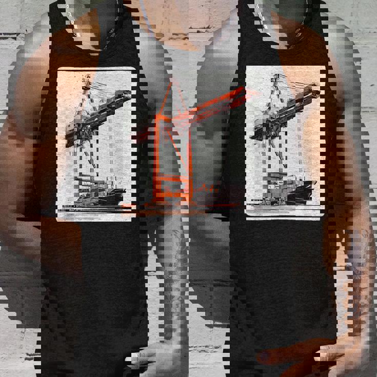 素晴らしいポートクレーン コンテナ船コスチューム タンクトップ 彼への贈り物