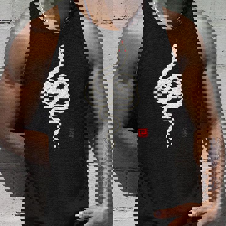 縁起の良い白蛇デザイン 幸運を願うお守り タンクトップ 彼への贈り物