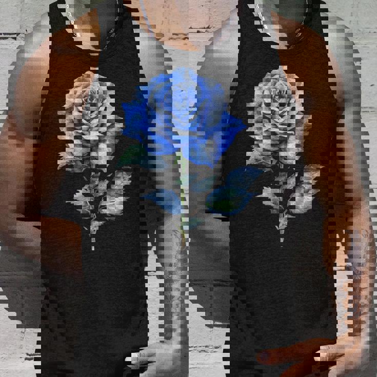 美しいブルーローズフローラルブルーフラワー タンクトップ 彼への贈り物